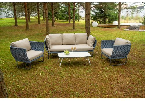  "Фиджи" лаунж-зона 5-местная плетеная из роупа (веревки), каркас алюминиевый темно-серый, роуп синий (KT18-014), фото 5 