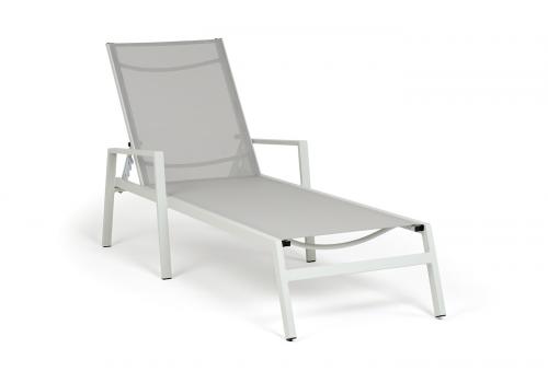  "Парма" шезлонг из алюминия темно-серый (RAL7024) муар, ткань текстилен серая, фото 1 
