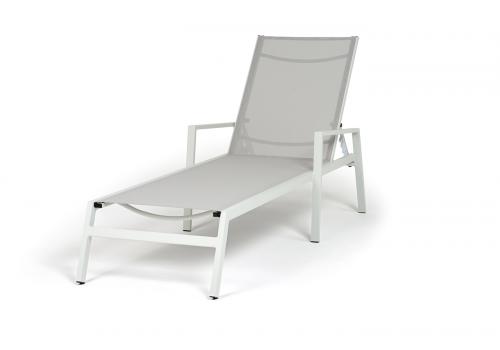  "Парма" шезлонг из алюминия темно-серый (RAL7024) муар, ткань текстилен серая, фото 3 