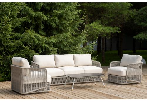  "Альбано" лаунж-зона 5-местная плетеная из роупа (веревки), каркас алюминиевый светло-серый, роуп серый меланж, фото 3 