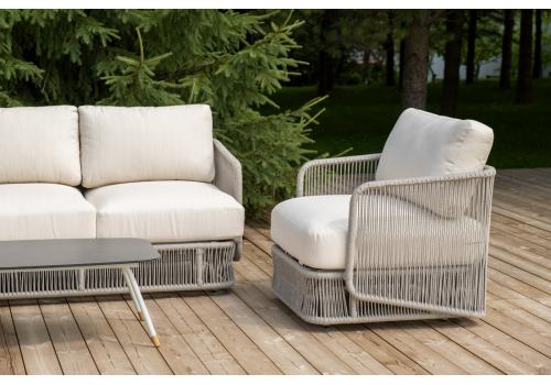  "Альбано" лаунж-зона 5-местная плетеная из роупа (веревки), каркас алюминиевый светло-серый, роуп серый меланж, фото 4 