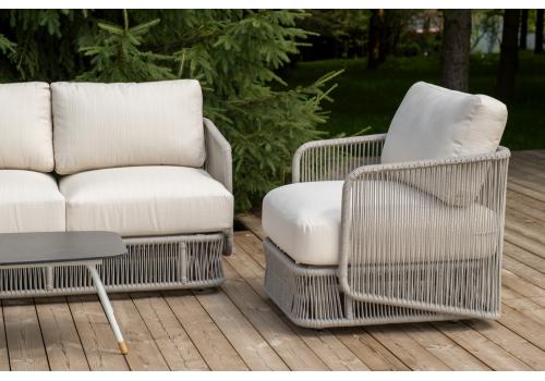  "Альбано" лаунж-зона 5-местная плетеная из роупа (веревки), каркас алюминиевый светло-серый, роуп серый меланж, фото 6 