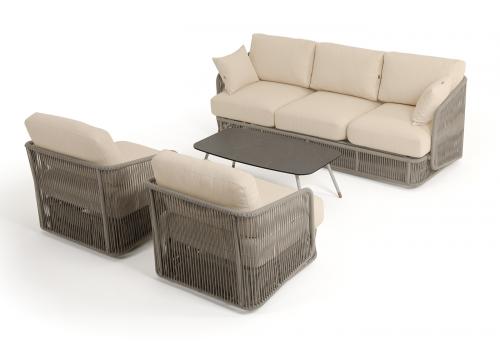  "Альбано" лаунж-зона 5-местная плетеная из роупа (веревки), каркас алюминиевый светло-серый, роуп серый меланж, фото 20 