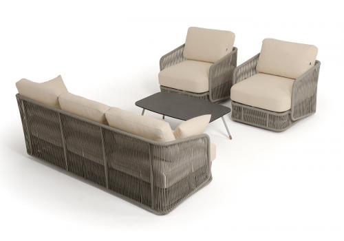  "Альбано" лаунж-зона 5-местная плетеная из роупа (веревки), каркас алюминиевый светло-серый, роуп серый меланж, фото 23 