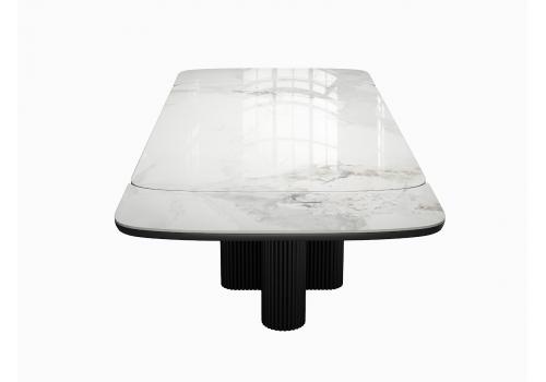  Стол DikLine SKO180 Керамика Пандора Серый глянец YB8020122BG/подстолье черное/опоры черные (2 уп.), фото 7 