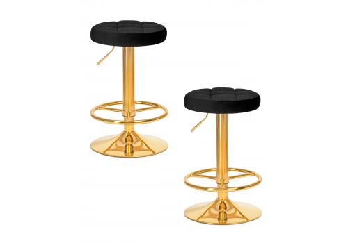 Набор 2 шт Табурет барный DOBRIN BRUNO GOLD, черный велюр (MJ9-101), фото 1 