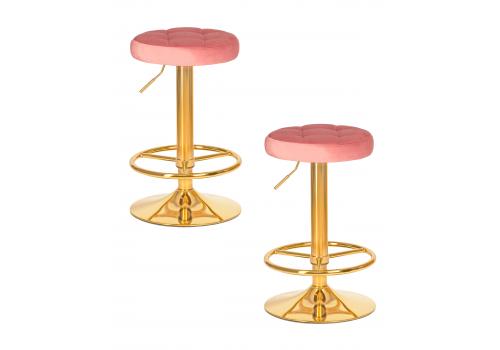  Набор 2 шт Табурет барный DOBRIN BRUNO GOLD, пудрово-розовый велюр (MJ9-32), фото 1 