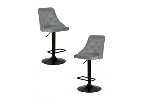  Набор 2 шт Стул барный DOBRIN JOSEPH BLACK, серый велюр (MJ9-75), фото 1 