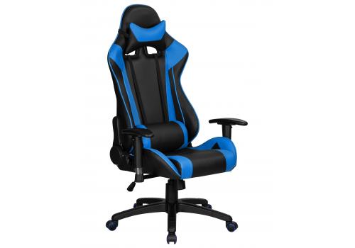  Кресло игровое DOBRIN BRIAN, черно-синяя экокожа, фото 1 
