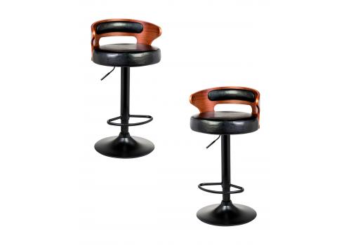  Набор 2 шт Стул барный DOBRIN FRED BLACK, коричневое дерево, чёрный, фото 1 