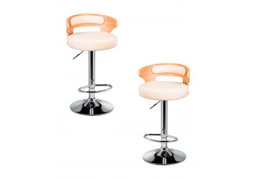  Набор 2 шт Стул барный DOBRIN FRED, натуральное дерево, кремовый, фото 1 