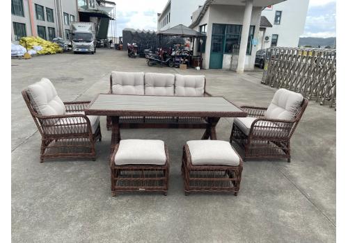  Обеденный комплект ALBERT в коричневом цвете из искусственного ротанга, фото 1 