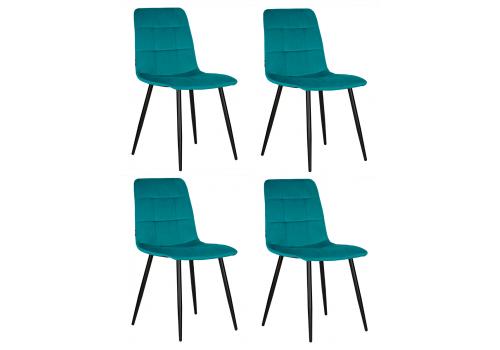  Набор 4 шт Стул обеденный DOBRIN CHILLY, Морской волны Holland 56, основание черное, фото 1 