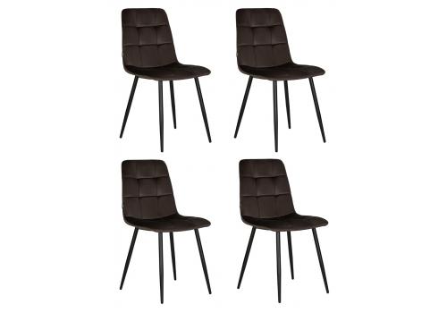  Набор 4 шт Стул обеденный DOBRIN CHILLY, Эспрессо Holland 74, основание черное, фото 1 