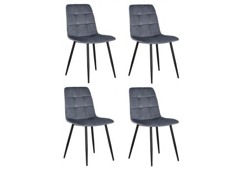  Набор 4 шт Стул обеденный DOBRIN CHILLY, Серо-голубой Holland 14, основание черное, фото 1 