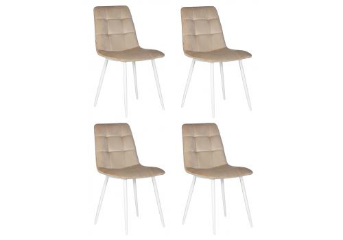  Набор 4 шт Стул обеденный DOBRIN CHILLY, Бежевый Holland 07, основание белое, фото 1 