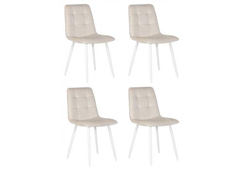  Набор 4 шт Стул обеденный DOBRIN CHILLY, Кремовый Holland 05, основание белое, фото 1 