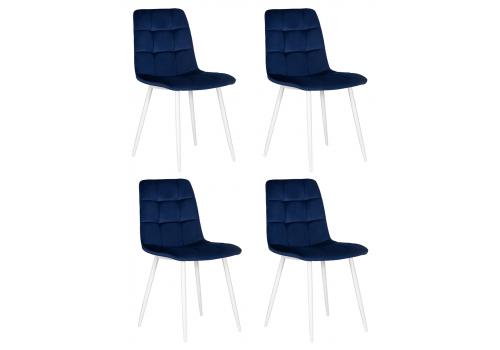  Набор 4 шт Стул обеденный DOBRIN CHILLY, Темно-синий Holland 60, основание белое, фото 1 
