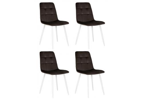  Набор 4 шт Стул обеденный DOBRIN CHILLY, Эспрессо Holland 74, основание белое, фото 1 