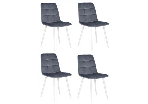  Набор 4 шт Стул обеденный DOBRIN CHILLY, Серо-голубой Holland 14, основание белое, фото 1 