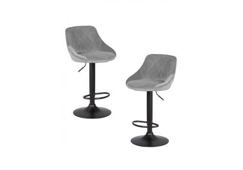  Набор 2 шт Стул барный DOBRIN LOGAN BLACK, серый велюр (MJ9-75), фото 1 