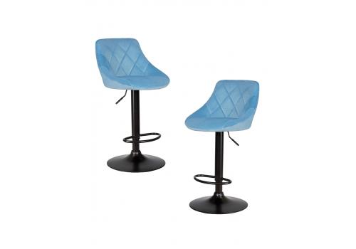  Набор 2 шт Стул барный DOBRIN LOGAN BLACK, пудрово-голубой велюр (MJ9-74), фото 1 