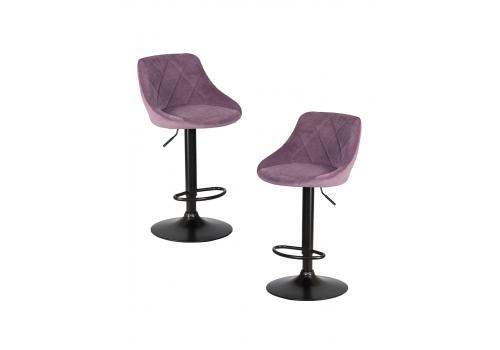  Набор 2 шт Стул барный DOBRIN LOGAN BLACK, пудрово-сиреневый велюр (MJ9-52), фото 1 