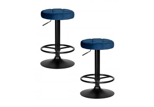  Набор 2 шт Табурет барный DOBRIN BRUNO BLACK, синий велюр (MJ9-117), фото 1 