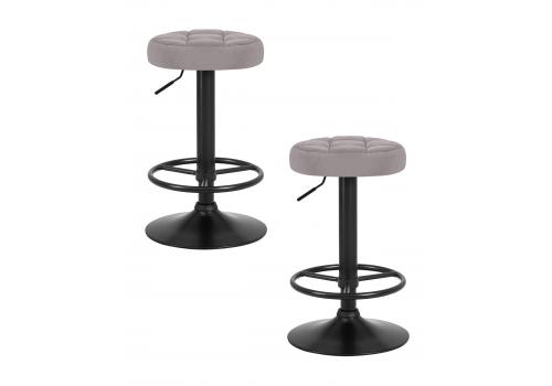  Набор 2 шт Табурет барный DOBRIN BRUNO BLACK, серый велюр (MJ9-75), фото 1 