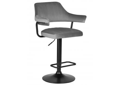  Стул барный DOBRIN CHARLY BLACK, серый велюр (MJ9-75), фото 1 
