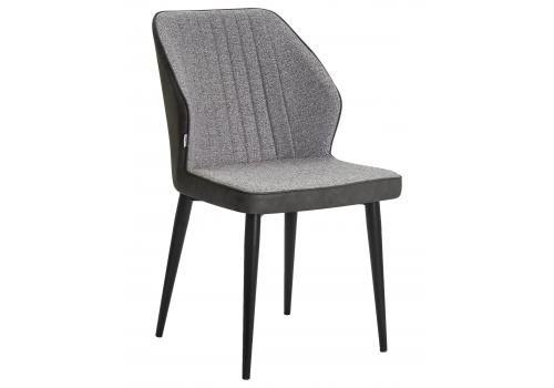  Стул обеденный DOBRIN KEVIN, черные матовые ножки, Сиденье серая ткань FC-09, Спинка антрацит кожзам RU-08, фото 1 