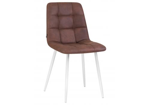  Стул обеденный DOBRIN ALEX, белые ножки, коричневая микрофибра (PK-03), фото 1 