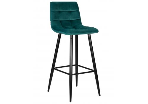  Стул барный DOBRIN NICOLE, черные матовые ножки, морской волны велюр (108-119), фото 1 