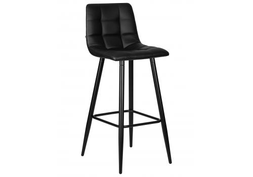  Стул барный DOBRIN NICOLE, черные матовые ножки, черная экокожа (P-01), фото 1 
