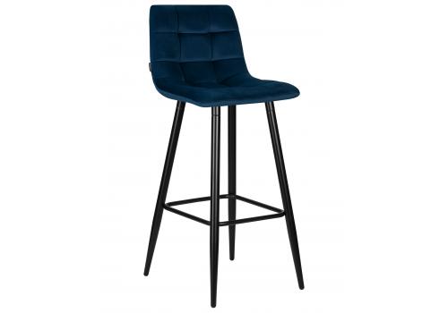  Стул барный DOBRIN NICOLE, черные матовые ножки, темно-синий велюр (108-95), фото 1 