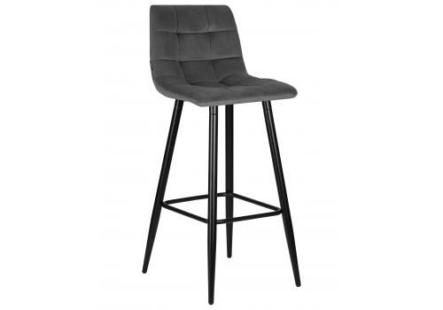  Стул барный DOBRIN NICOLE, черные матовые ножки, темно-серый велюр (108-91), фото 1 