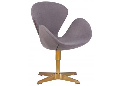 Кресло дизайнерское DOBRIN SWAN, серая ткань IF11, золотое основание, фото 1 