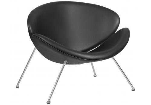  Кресло дизайнерское DOBRIN EMILY, черный винил YP16, хромированная сталь, фото 1 
