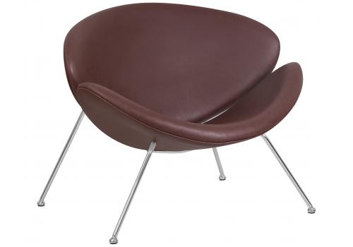  Кресло дизайнерское DOBRIN EMILY, коричневый винил YP5, хромированная сталь, фото 1 