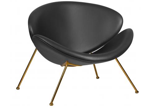  Кресло дизайнерское DOBRIN EMILY, черный винил YP16, золотое основания, фото 1 