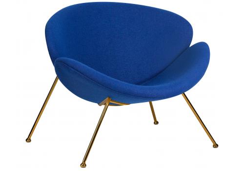  Кресло дизайнерское DOBRIN EMILY, синяя ткань AF6, золотое основание, фото 1 