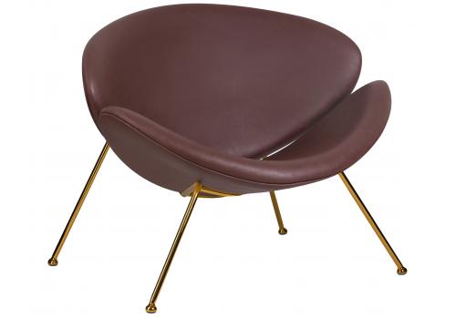  Кресло дизайнерское DOBRIN EMILY, коричневый винил YP5, золотое основание, фото 1 