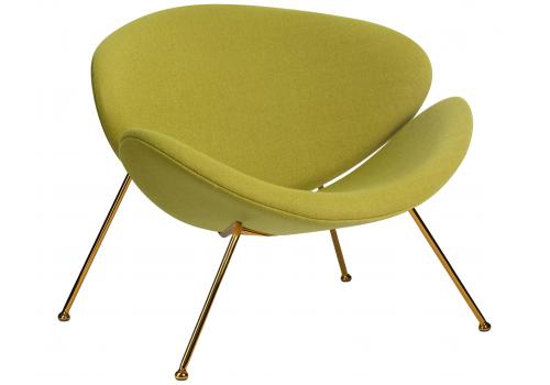  Кресло дизайнерское DOBRIN EMILY, светло-зеленая ткань AF3, золотое основание, фото 1 
