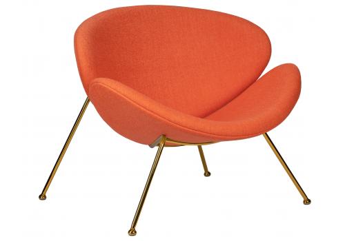  Кресло дизайнерское DOBRIN EMILY, оранжевая ткань AF, золотое основание, фото 1 
