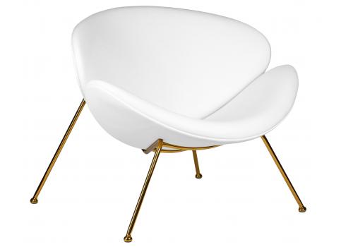  Кресло дизайнерское DOBRIN EMILY, белый винил YP17, золотое основание, фото 1 