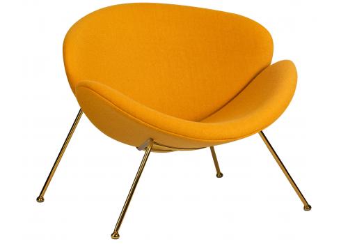  Кресло дизайнерское DOBRIN EMILY, желтая ткань AF13, золотое основание, фото 1 