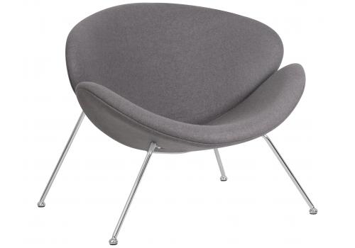  Кресло дизайнерское DOBRIN EMILY, серая ткань AF7, хромированная сталь, фото 1 