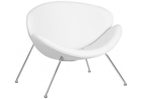  Кресло дизайнерское DOBRIN EMILY, белый винил YP17, хромированная сталь, фото 1 