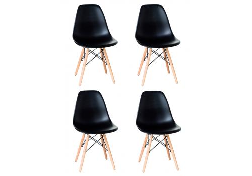  Набор 4 шт Стул обеденный DOBRIN DSW, ножки светлый бук, цвет чёрный (B-03), фото 1 