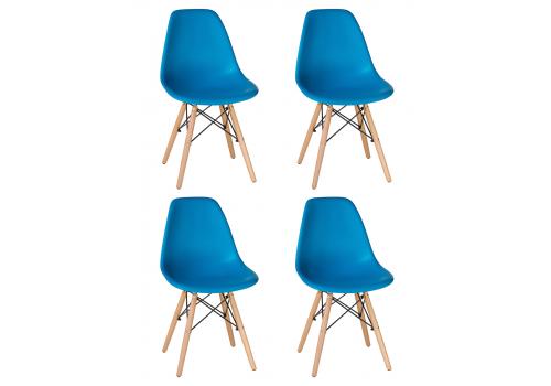  Набор 4 шт Стул обеденный DOBRIN DSW, ножки светлый бук, цвет голубой (BE-02), фото 1 